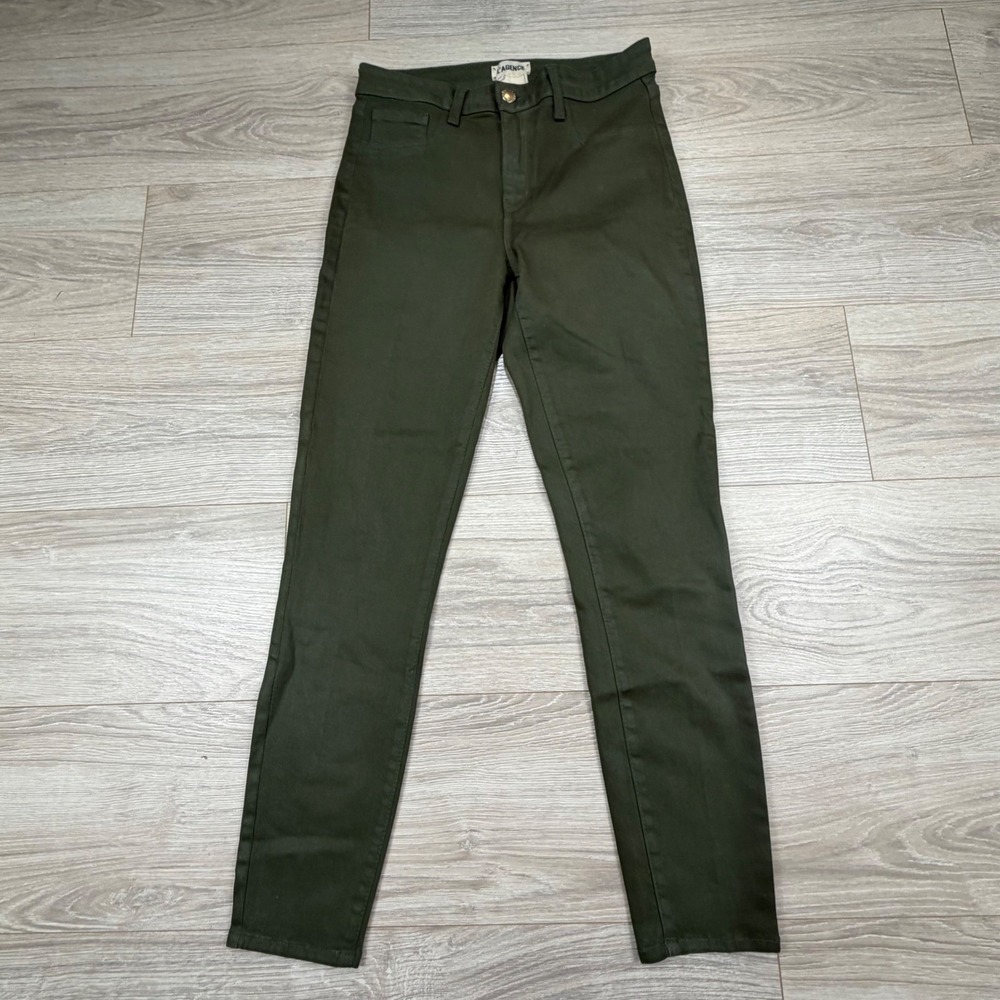 L'AGENCE‎ Margot High Rise Skinny Jeans Beetle Coated Olive Green 27 S22294LMDC